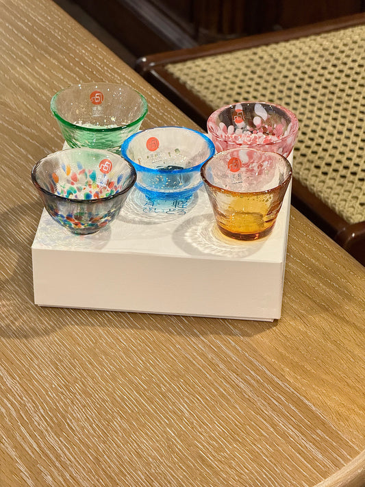 ISHIZUKA Glass Tsugaru Vidro KINSAI Sake Glass Set of 5