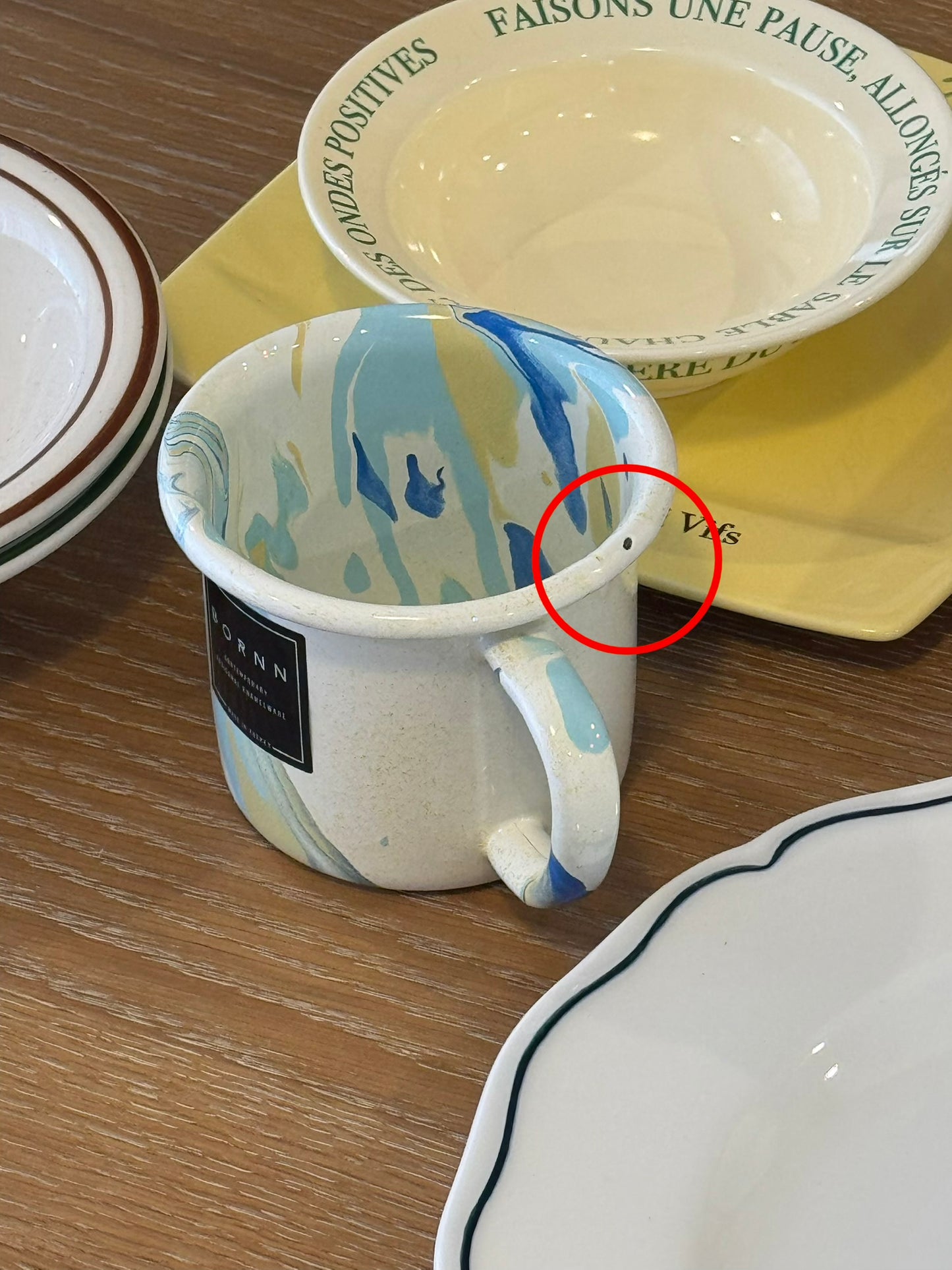 BORNN Enamelware NEW MARBEL Large Mug Lemon Cream - B grade