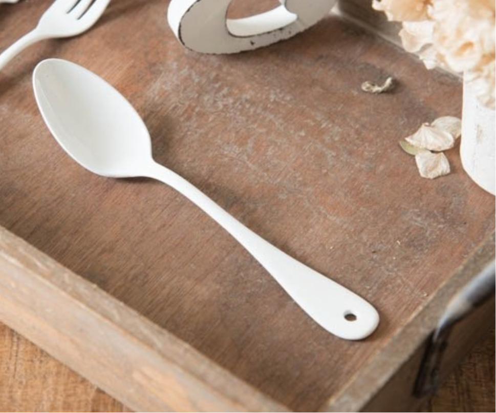 Tsubamesanjo White Enamel Spoon