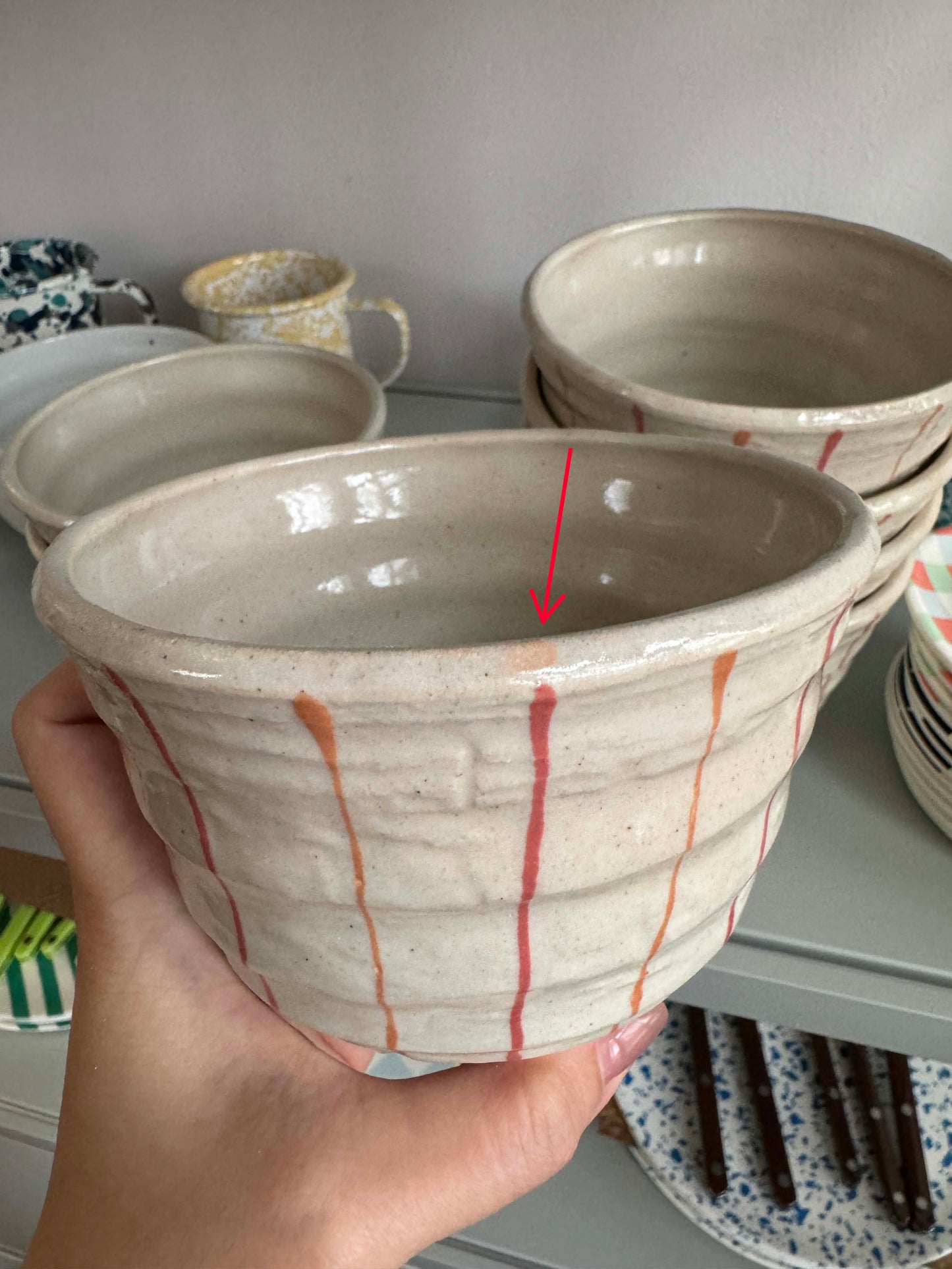 Small Donburi Bowl with lines - B Grade