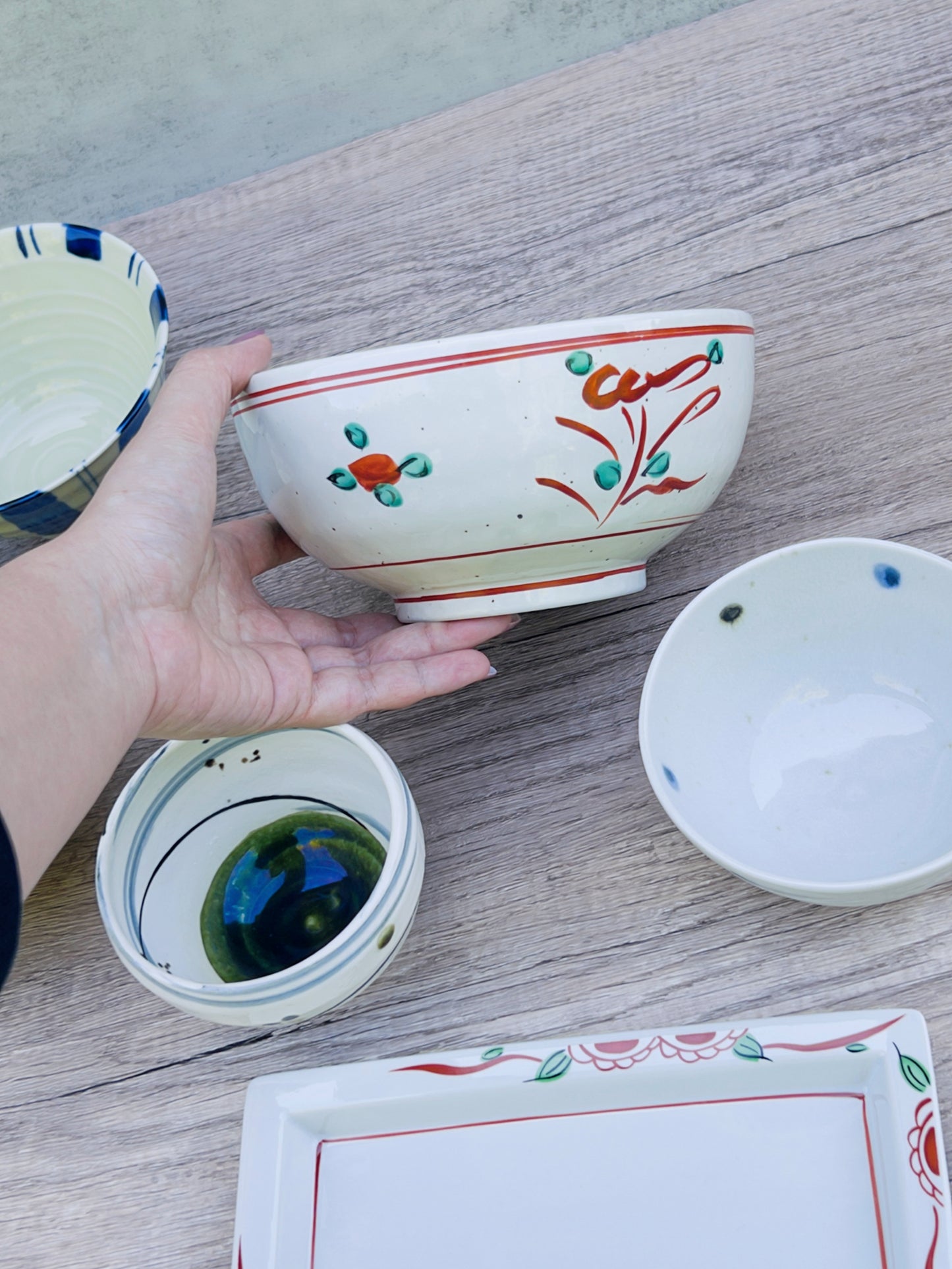 Hand Painted Flower Large Bowl