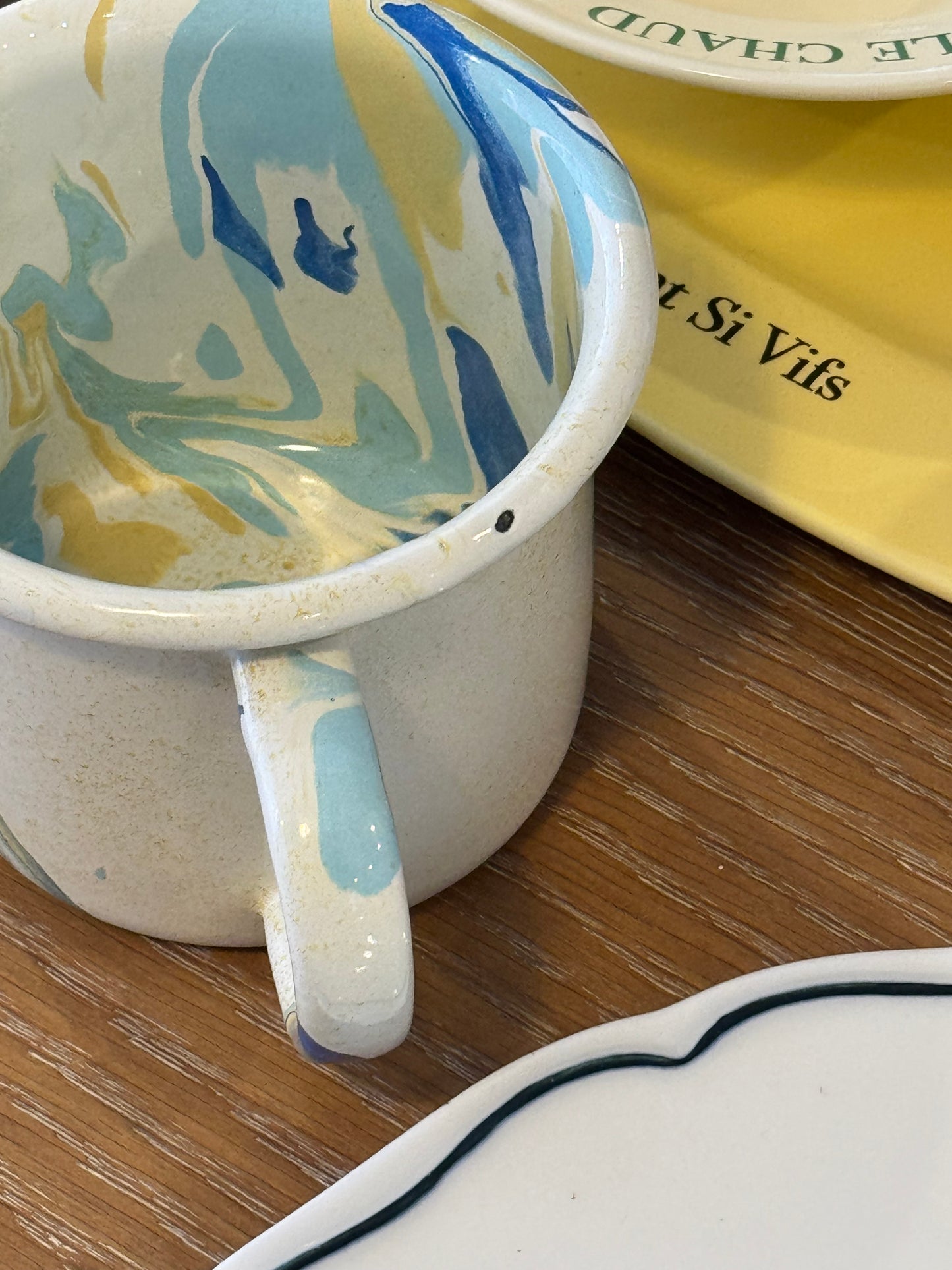 BORNN Enamelware NEW MARBEL Large Mug Lemon Cream - B grade